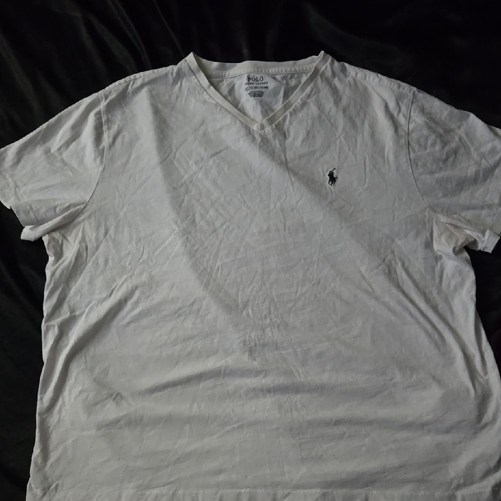 Polo by Ralph Lauren Men's White V-Neck Shirt